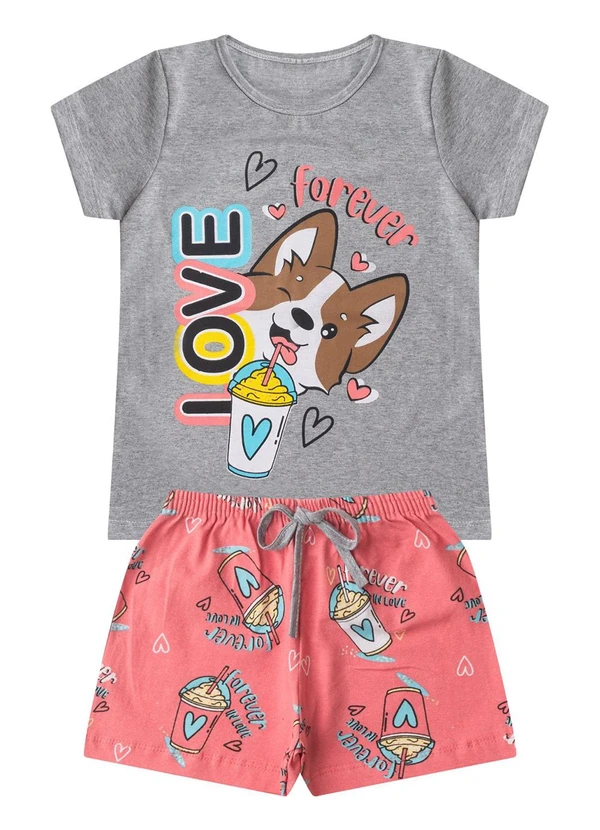 Select - Conjunto Infantil Menina Básico Curto Cinza