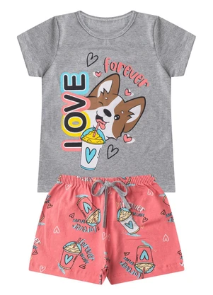 Select - Conjunto Infantil Menina Básico Curto Cinza - SELECT