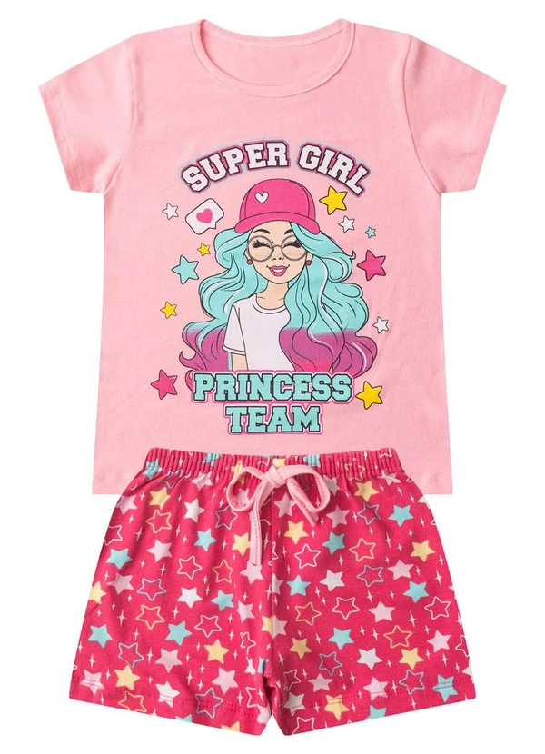 Select - Conjunto Infantil Menina Básico Curto Rosa