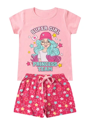 Select - Conjunto Infantil Menina Básico Curto Rosa - SELECT