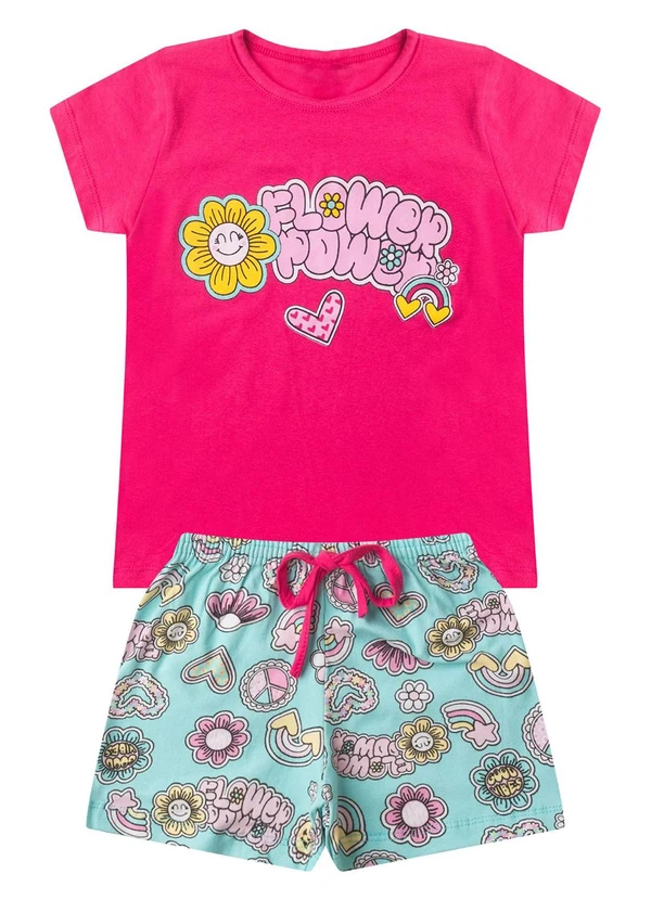 Select - Conjunto Infantil Menina Básico Curto Rosa