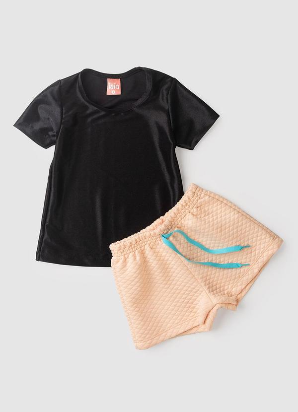 Rosa Azul - Conjunto Infantil Menina Básico Iaia Preto 2