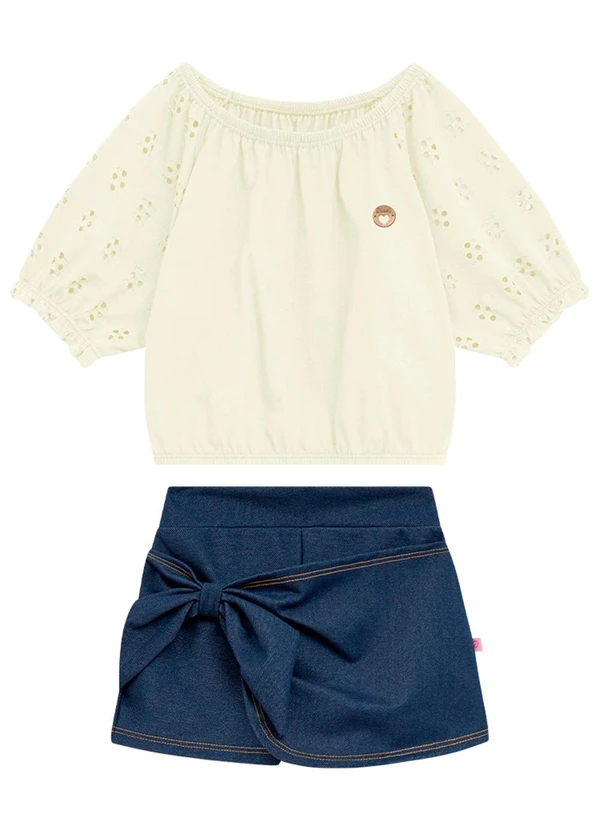 Duduka - Conjunto Infantil Menina Bege