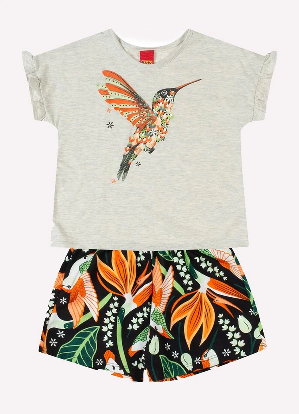 Kyly - Conjunto Infantil Menina Beija-Flor Cinza 1