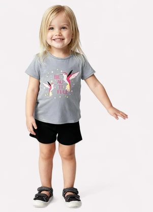 Kyly - Conjunto Infantil Menina Beija-Flor Cinza - KYLY