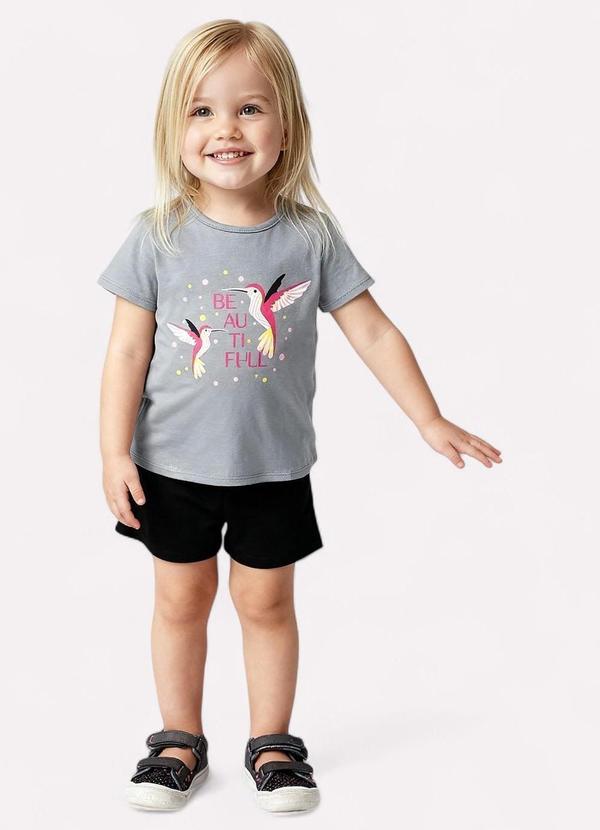 Kyly - Conjunto Infantil Menina Beija-Flor Cinza 1