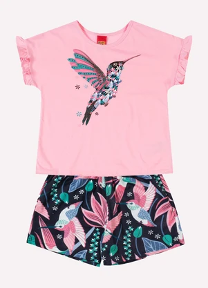 Kyly - Conjunto Infantil Menina Beija-Flor Rosa - KYLY