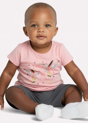 Kyly - Conjunto Infantil Menina Beija-Flor Rosa - KYLY