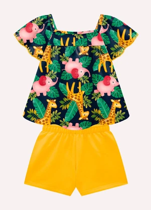 Kyly - Conjunto Infantil Menina Bichinhos Azul Marinho - KYLY