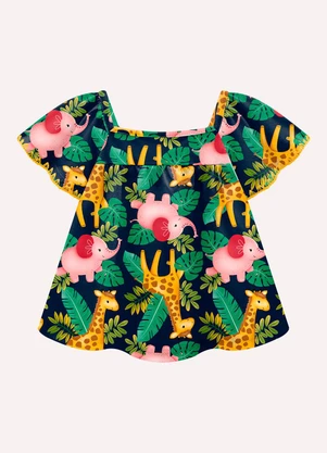 Kyly - Conjunto Infantil Menina Bichinhos Azul Marinho - KYLY
