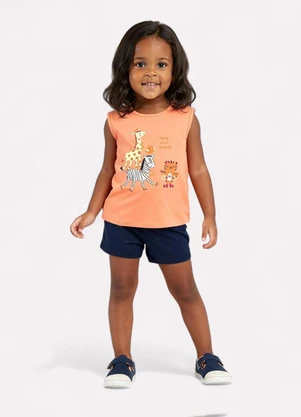 Kyly - Conjunto Infantil Menina Bichinhos Laranja - KYLY