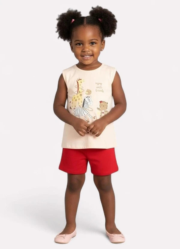 Kyly - Conjunto Infantil Menina Bichinhos Laranja