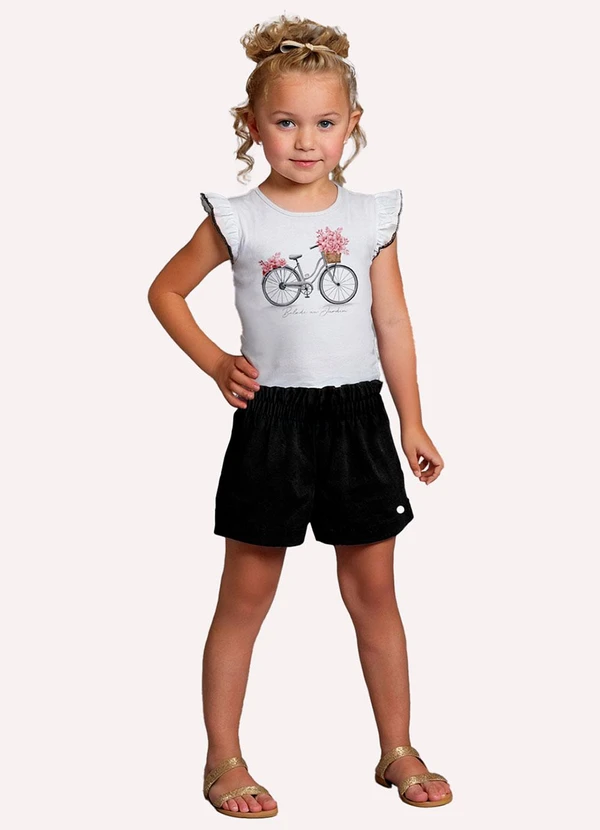 Milon - Conjunto Infantil Menina Bicicleta Milon Branco 2