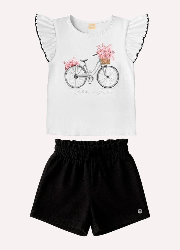 Milon - Conjunto Infantil Menina Bicicleta Milon Branco 3