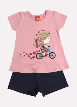 Kyly - Conjunto Infantil Menina Bicicleta Rosa - KYLY