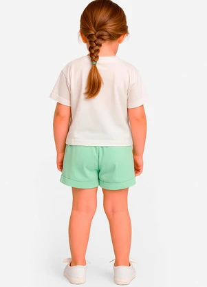 Select - Conjunto Infantil Menina Blusa com Shorts Bege - SELECT