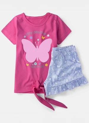 Select - Conjunto Infantil Menina Blusa com Shorts Rosa - SELECT