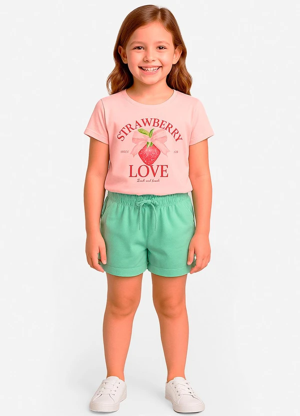Select - Conjunto Infantil Menina Blusa com Shorts Rosa