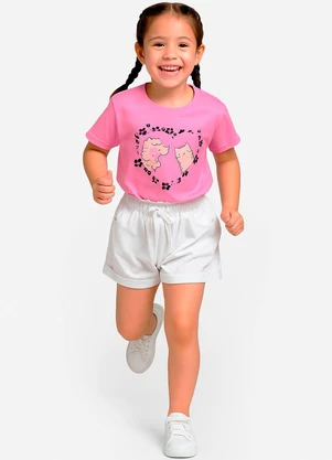 Select - Conjunto Infantil Menina Blusa com Shorts Rosa - SELECT