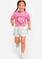 Select - Conjunto Infantil Menina Blusa com Shorts Bege - variação: Rosa