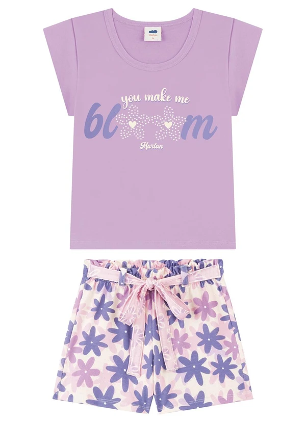 Marlan - Conjunto Infantil Menina Blusa e Saia Cotton Roxo