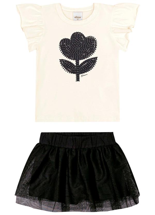 Elian - Conjunto Infantil Menina Blusa e Saia Tule Bege 2