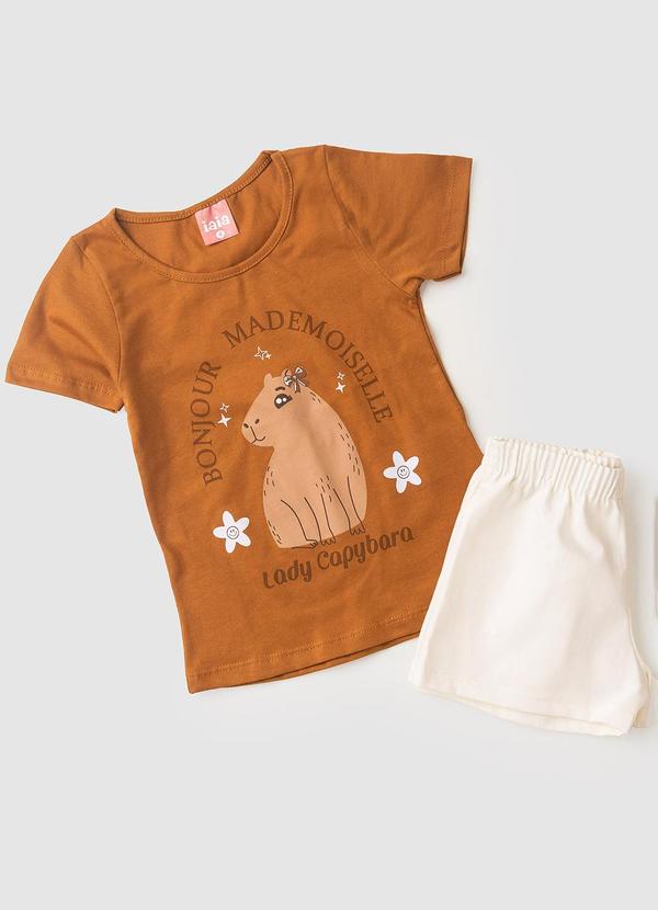 Rosa Azul - Conjunto Infantil Menina Bonjour Iaia Marrom