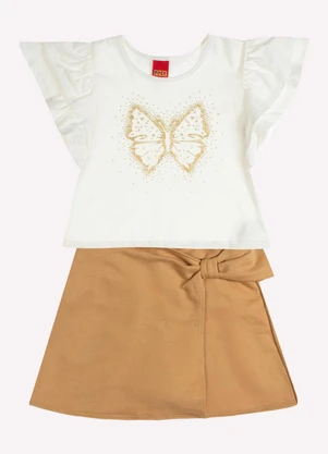 Kyly - Conjunto Infantil Menina Borboleta Off White - KYLY