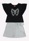 Kyly - Conjunto Infantil Menina Borboleta Off White - variação: Preto