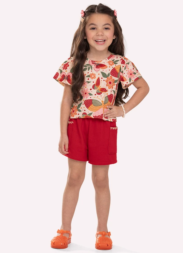 Nanai - Conjunto Infantil Menina Borboletas Bege