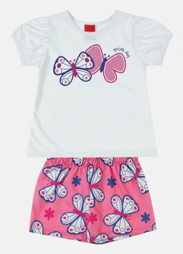 Kyly - Conjunto Infantil Menina Borboletas Branco