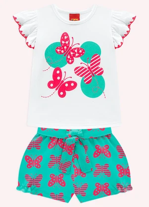 Kyly - Conjunto Infantil Menina Borboletas Branco - KYLY