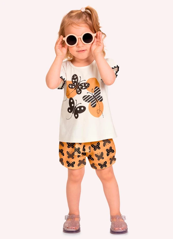 Kyly - Conjunto Infantil Menina Borboletas Branco