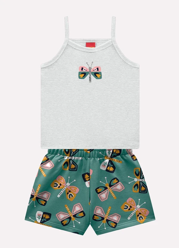 Kyly - Conjunto Infantil Menina Borboletas Cinza