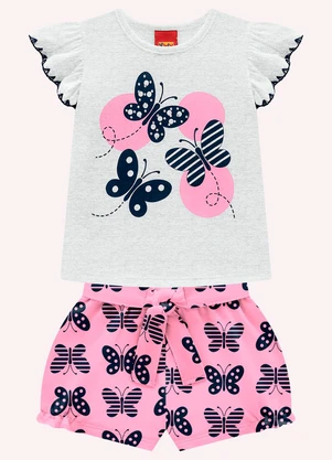 Kyly - Conjunto Infantil Menina Borboletas Cinza - KYLY