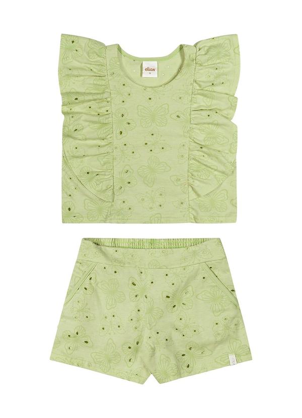 Elian - Conjunto Infantil Menina Borboletas Elian Verde