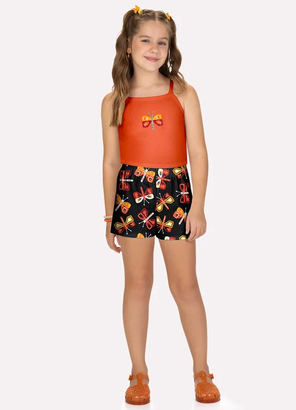 Kyly - Conjunto Infantil Menina Borboletas Laranja