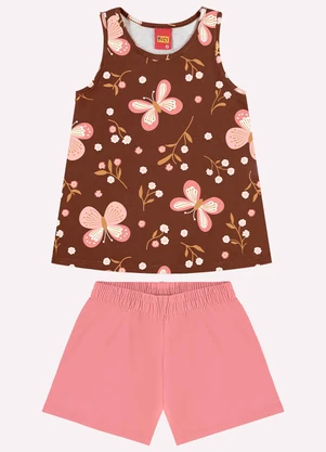 Kyly - Conjunto Infantil Menina Borboletas Marrom - KYLY