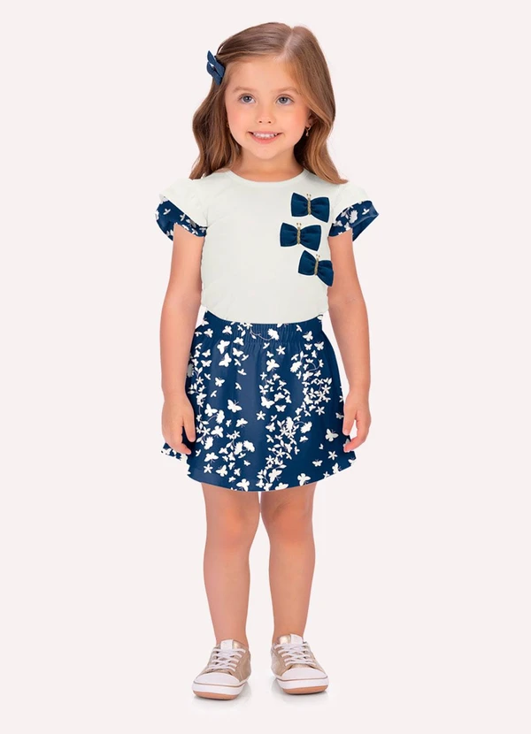 Milon - Conjunto Infantil Menina Borboletas Bege