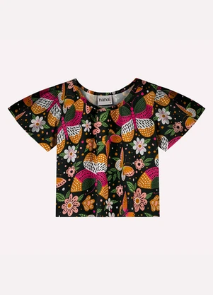 Nanai - Conjunto Infantil Menina Borboletas Preto - NANAI