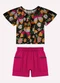 Nanai - Conjunto Infantil Menina Borboletas Preto - variação: Preto