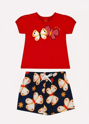 Kyly - Conjunto Infantil Menina Borboletas Vermelho - KYLY