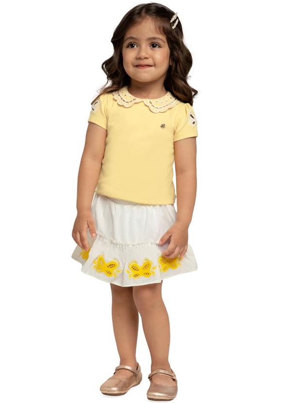 Milon - Conjunto Infantil Menina Bordado Amarelo