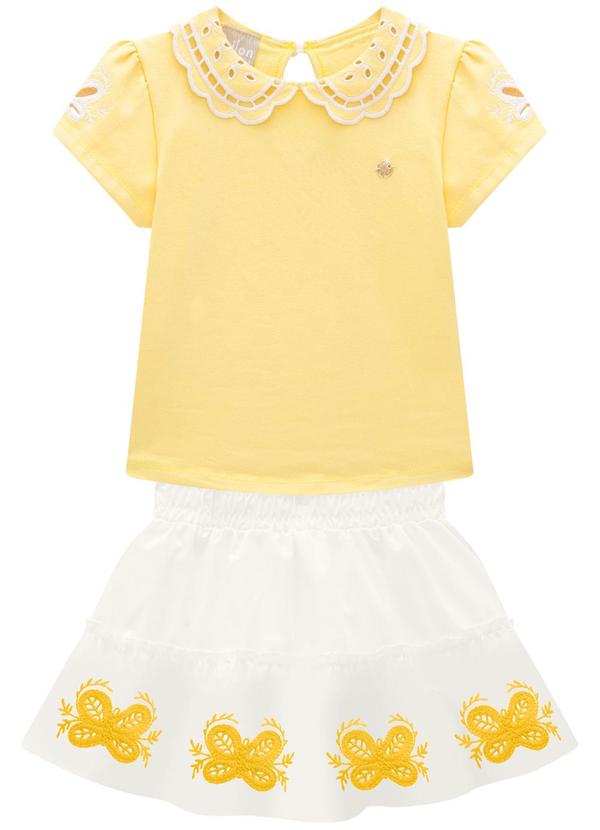 Milon - Conjunto Infantil Menina Bordado Amarelo 3