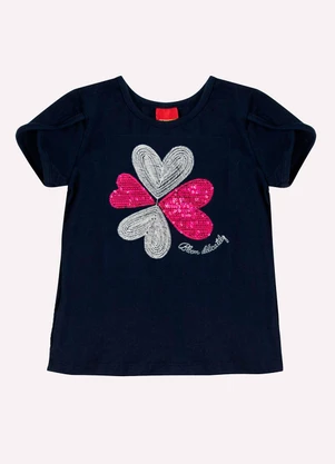 Kyly - Conjunto Infantil Menina Bordado Azul Marinho - KYLY