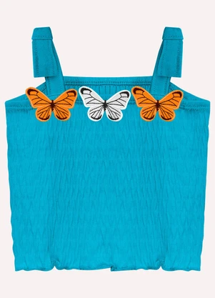Nanai - Conjunto Infantil Menina Bordado Azul - NANAI