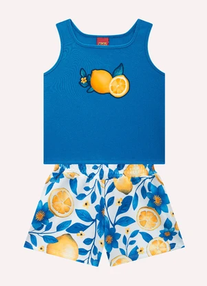 Kyly - Conjunto Infantil Menina Bordado Azul - KYLY