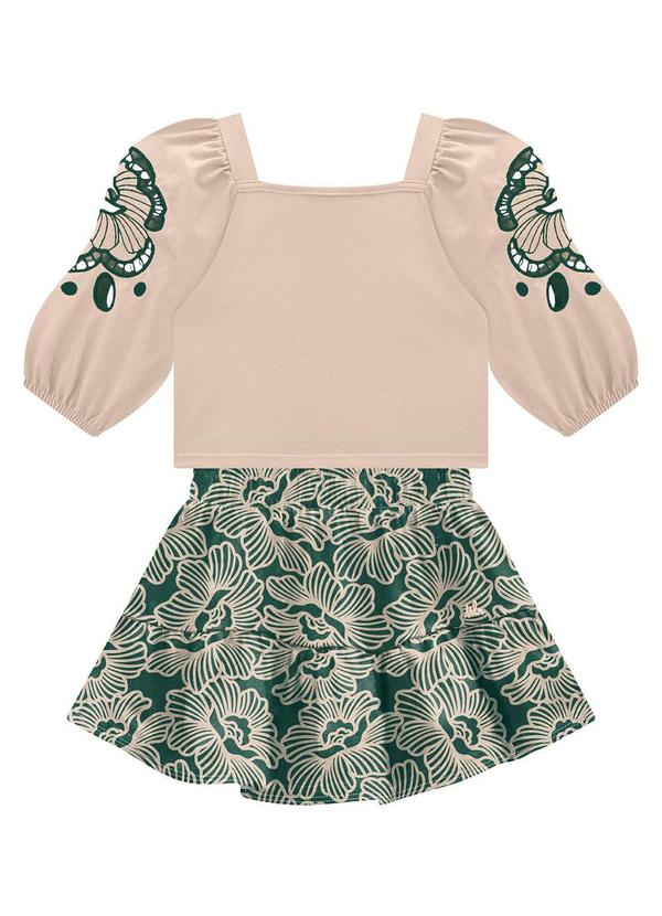 Milon - Conjunto Infantil Menina Bordado Bege