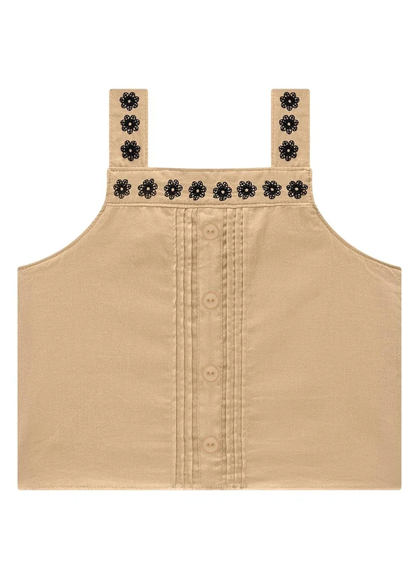 Milon - Conjunto Infantil Menina Bordado Bege 3