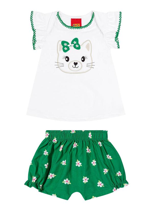 Kyly - Conjunto Infantil Menina Bordado Branco